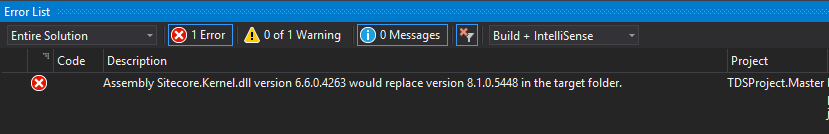 TDS Classic Assembly Build Error